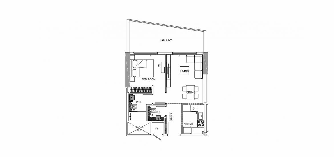 Plano del apartamento «A», 1 dormitorio en BINGHATTI CREEK