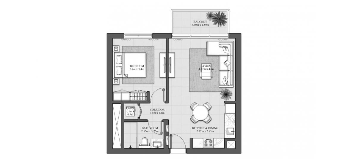 Plano del apartamento «63SQM 2A», 1 dormitorio en HILLS PARK