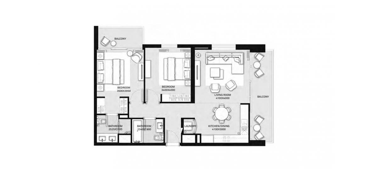 Plano del apartamento «A», 2 dormitorios en PARK HEIGHTS II