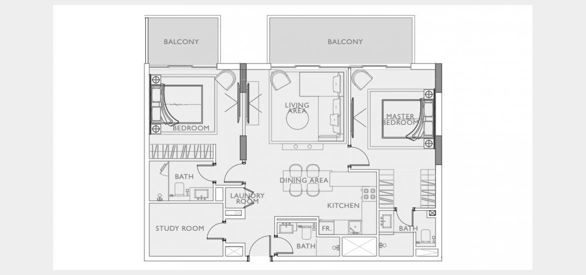 Plano del apartamento «OAKLEY SQUARE 2BR 110SQM», 2 dormitorios en OAKLEY SQUARE