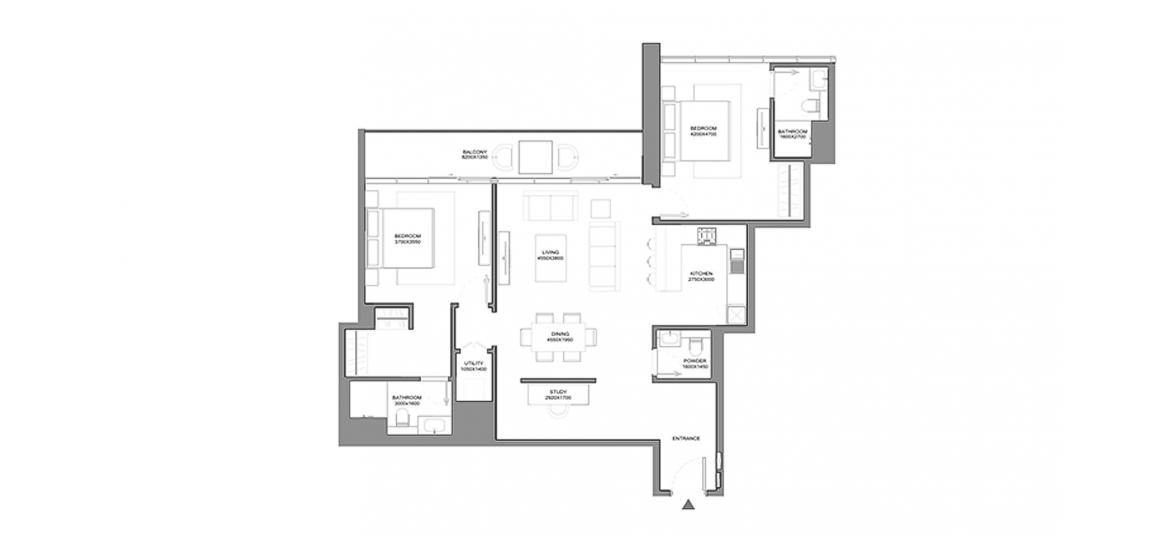 Plano del apartamento «TYPE A 2 BEDROOM TOTAL 127SQ.M», 2 dormitorios en VERDE RESIDENCES