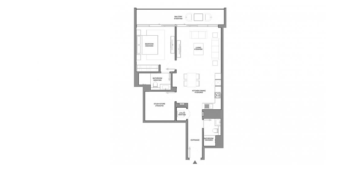 Plano del apartamento «TYPE C 1 BEDROOM TOTAL 96SQ.M», 1 dormitorio en VERDE RESIDENCES