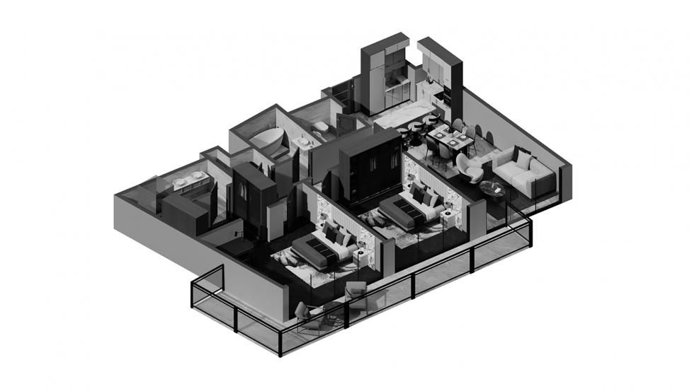 Plano del apartamento «2BR Type B 120SQM», 2 dormitorios en BELMONT RESIDENCE