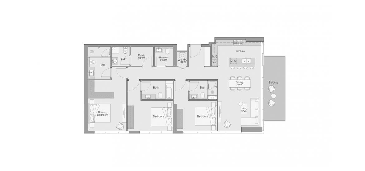 Plano del apartamento «3 BERDROOM TYPE A», 3 dormitorios en THE QUAYSIDE RESIDENCES