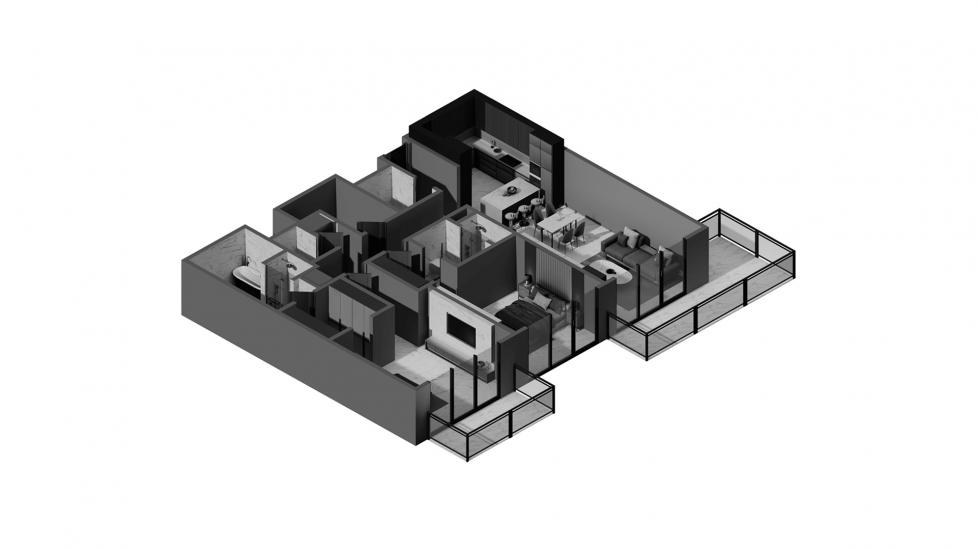 Plano del apartamento «2 Bedroom 01 158SQM», 2 dormitorios en CANAL FRONT RESIDENCES