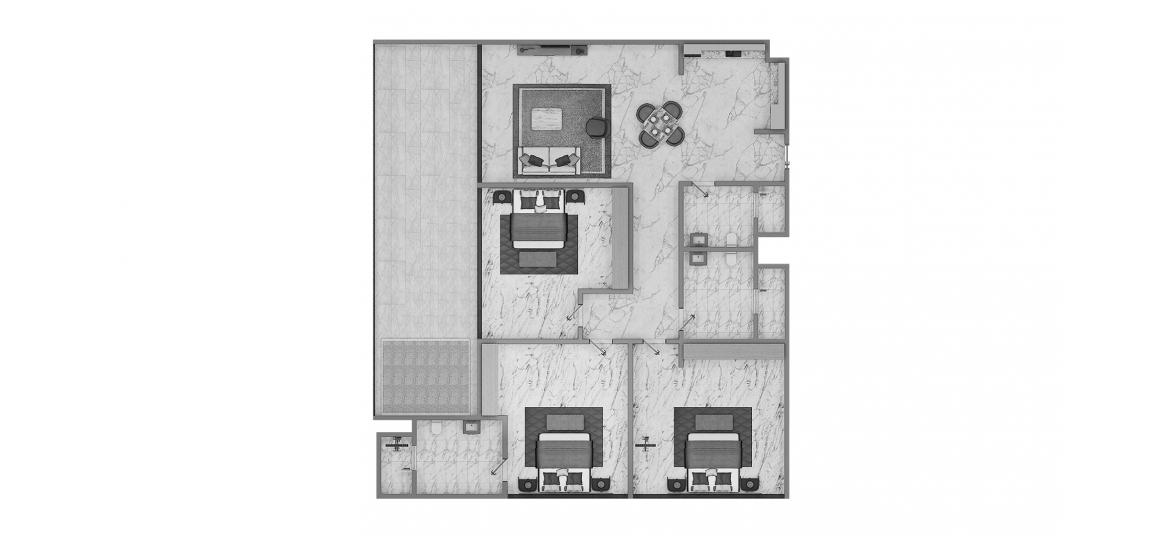 Plano del apartamento «3 BR Type A 108SQM», 3 dormitorios en ELITZ