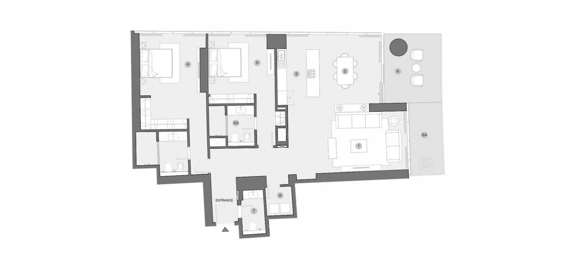 Plano del apartamento «2 BEDROOM TYPE E 188 Sq.m», 2 dormitorios en SOBHA SEAHAVEN TOWER B