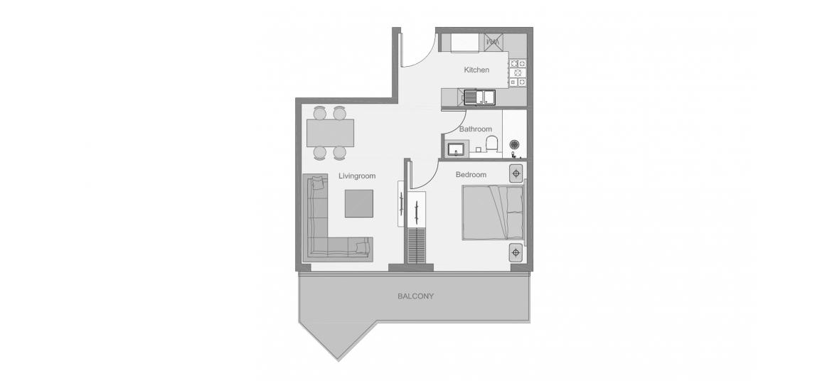 Plano del apartamento «THE CENTRAL DOWNTOWN ONE-BEDROOM-TYPE-6-63M», 1 dormitorio en THE CENTRAL DOWNTOWN