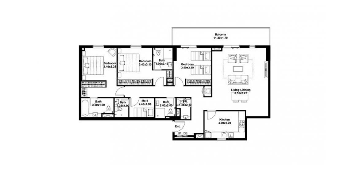 Plan d'étage de l'appartement «168sqm», 3 chambres à NOOR