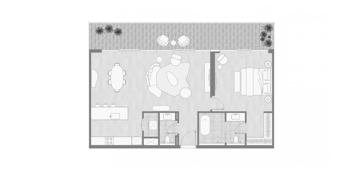 Plan d'étage de l'appartement «1 BEDROOM – TYPE A», 1 chambre à coucher à KEMPINSKI RESIDENCES THE CREEK