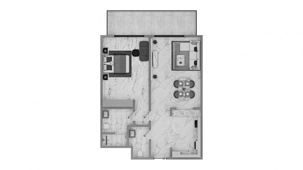 Plan d'étage de l'appartement «1 Bedroom 57SQM», 1 chambre à coucher à BINGHATTI NOVA