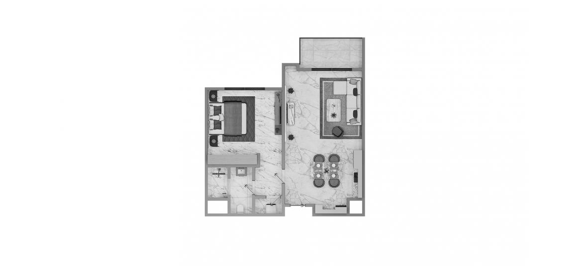 Plan d'étage de l'appartement «1BR Type A 58SQM», 1 chambre à coucher à ASCOT RESIDENCES