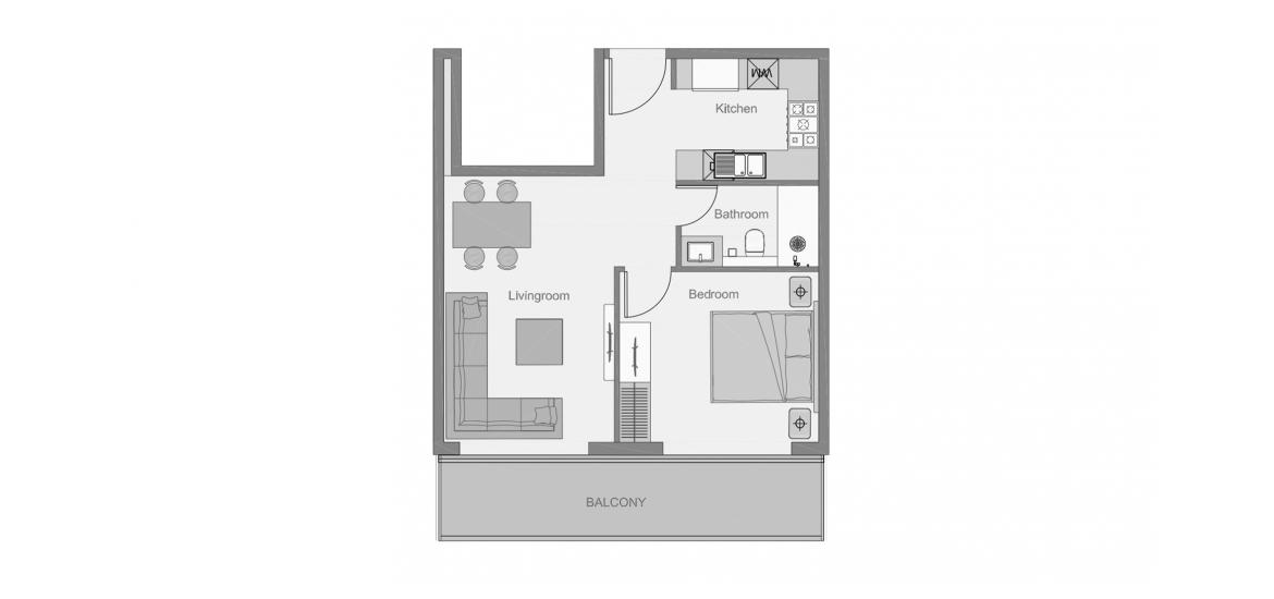 Plan d'étage de l'appartement «THE CENTRAL DOWNTOWN ONE-BEDROOM-TYPE-3-63M», 1 chambre à coucher à THE CENTRAL DOWNTOWN