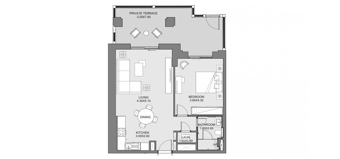 Планировка апартаментов «87sqm» 2 комнаты в ЖК JADEEL