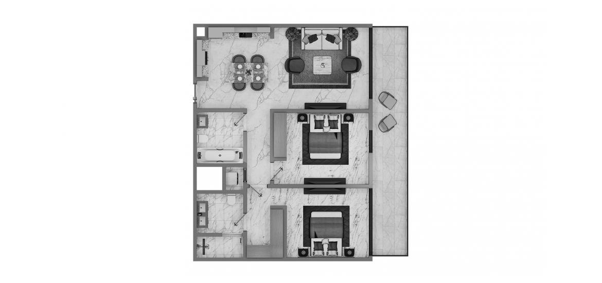 Планировка апартаментов «2 BR Type A 113SQM» 3 комнаты в ЖК EMAAR GOLF HEIGHTS