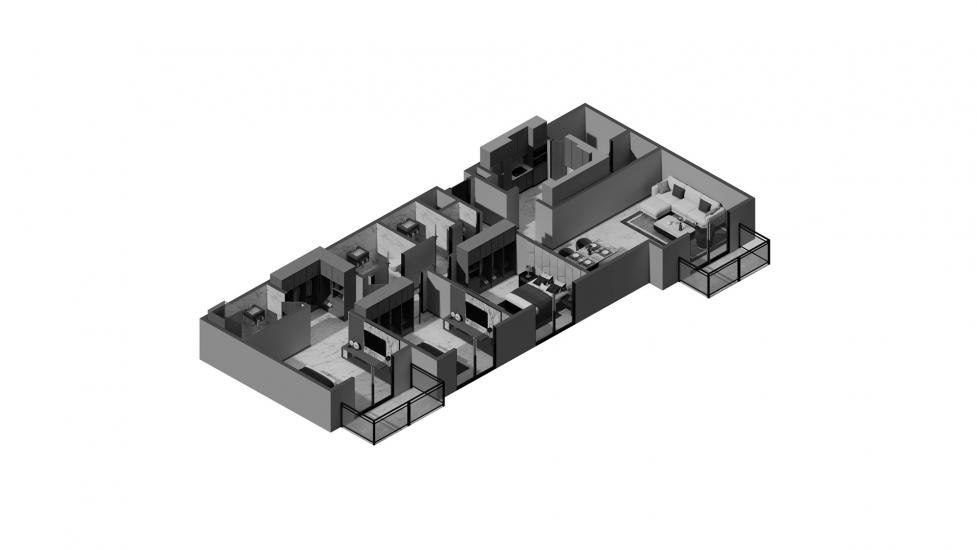 Планировка апартаментов «3BR Type A 130SQM» 4 комнаты в ЖК ASCOT RESIDENCES