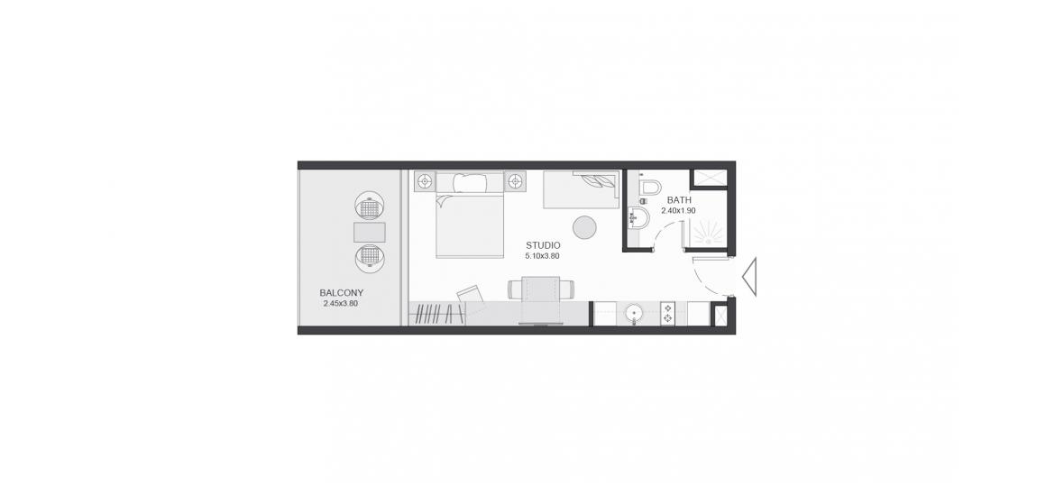 Apartment floor plan «41SQM», 1 room in TRIA
