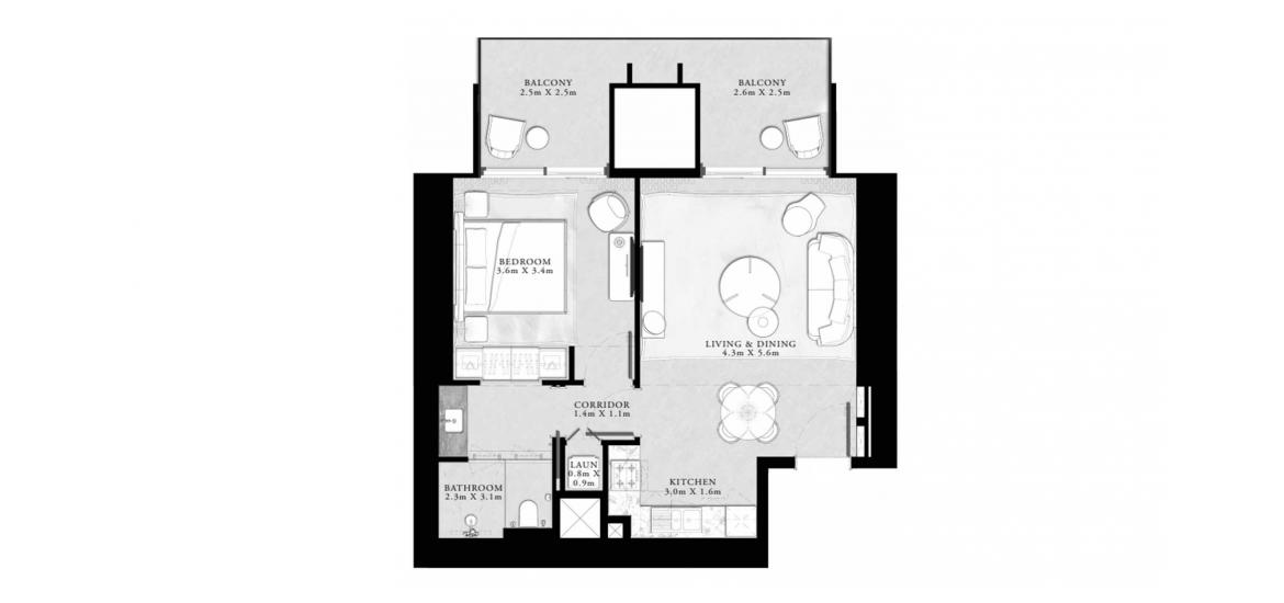 Apartment floor plan «77sqm», 1 bedroom in ST.REGIS RESIDENCES