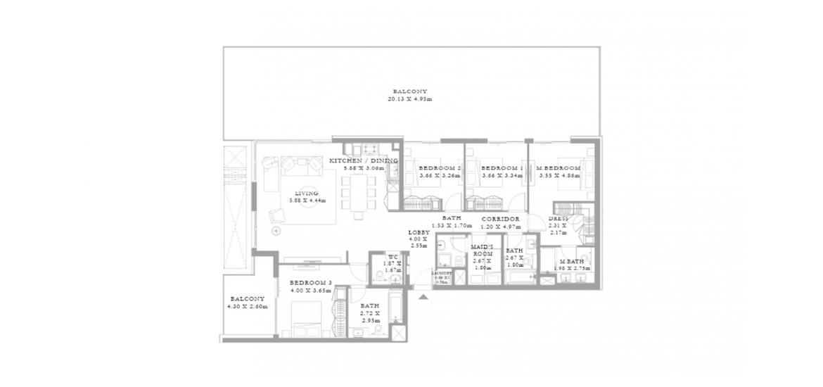 Apartment floor plan «G», 4 bedrooms in SEAGATE