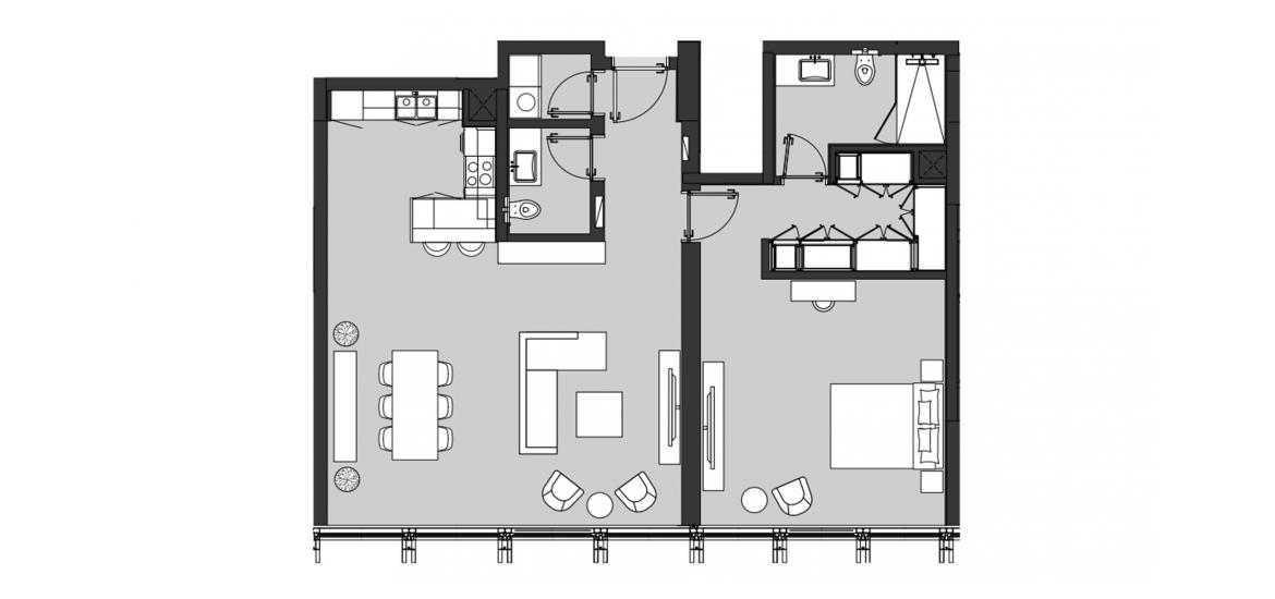 Apartment floor plan «ONE BEDROOM TYPE B2», 1 bedroom in RESIDENCE 110