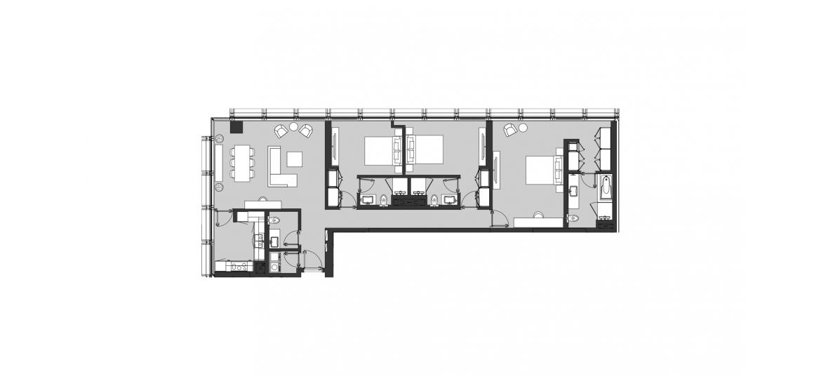 Apartment floor plan «THREE BEDROOM TYPE B2», 3 bedrooms in RESIDENCE 110