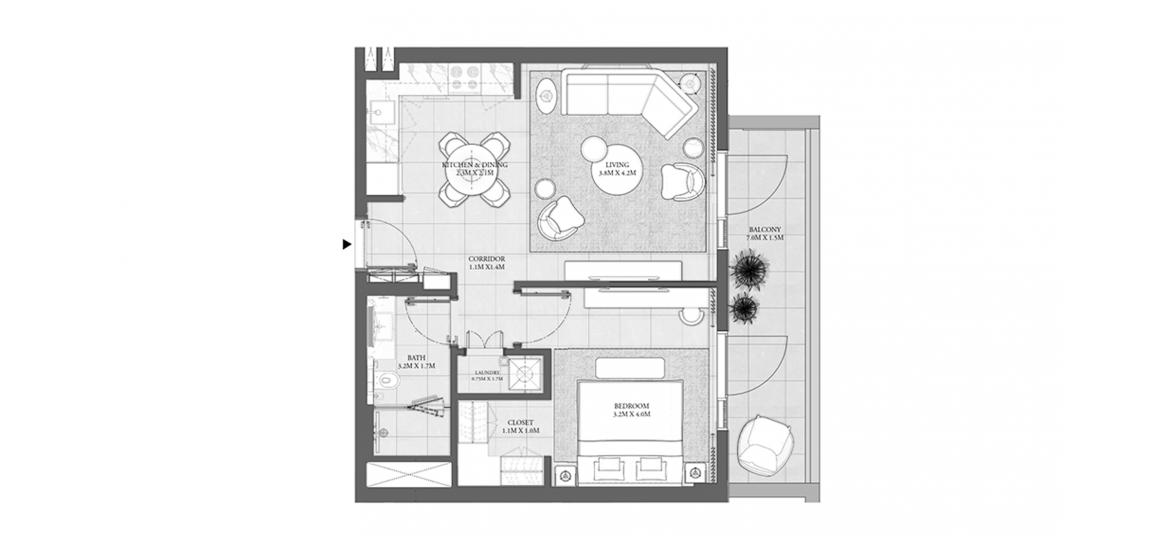 Apartment floor plan «BUILDING 1 1 BEDROOM 70SQ.M», 1 bedroom in SAVANNA RESIDENCES