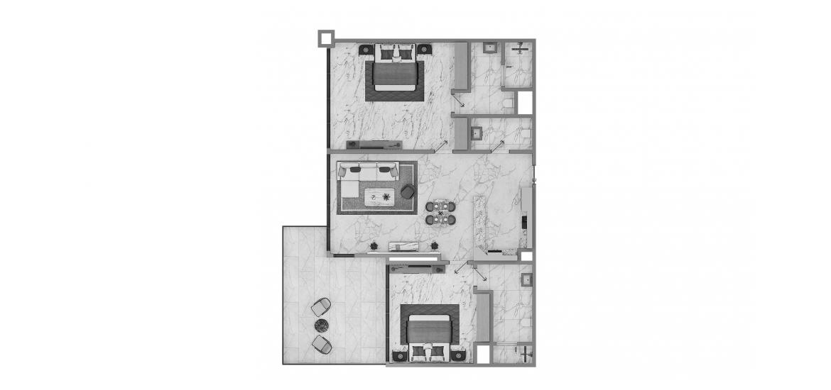 Apartment floor plan «2BR Type A3 99SQM», 2 bedrooms in ELEGANCE TOWER