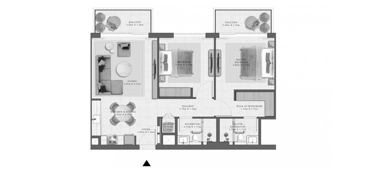 Apartment floor plan «GOLF GRAND APARTMENTS 2 BEDROOM TYPE 1A 99 SQ.M.», 2 bedrooms in GOLF GRAND APARTMENTS