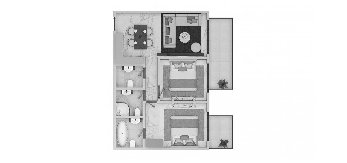 Apartment floor plan «Beachgate by Address 2br 115sqm», 2 bedrooms in BEACHGATE BY ADDRESS
