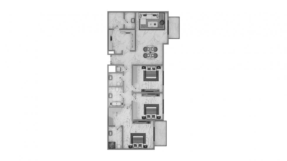 Apartment floor plan «3BR Type A 130SQM», 3 bedrooms in ASCOT RESIDENCES