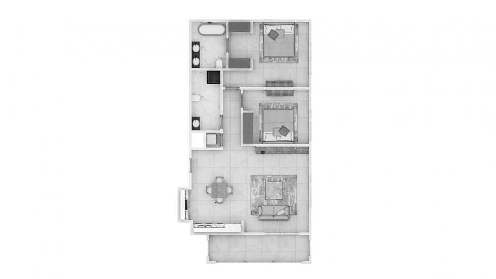 Apartment floor plan «2BR 02 101SQM», 2 bedrooms in ROSEWATER