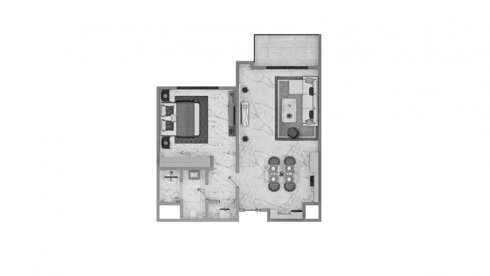 Apartment floor plan «1BR Type A 58SQM», 1 bedroom in ASCOT RESIDENCES
