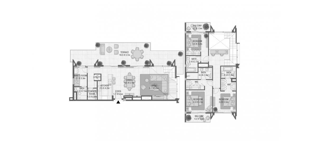 Apartment floor plan «274 SQ.M 3 BEDROOM TYPE 04», 3 bedrooms in DESIGN QUARTER AT D3