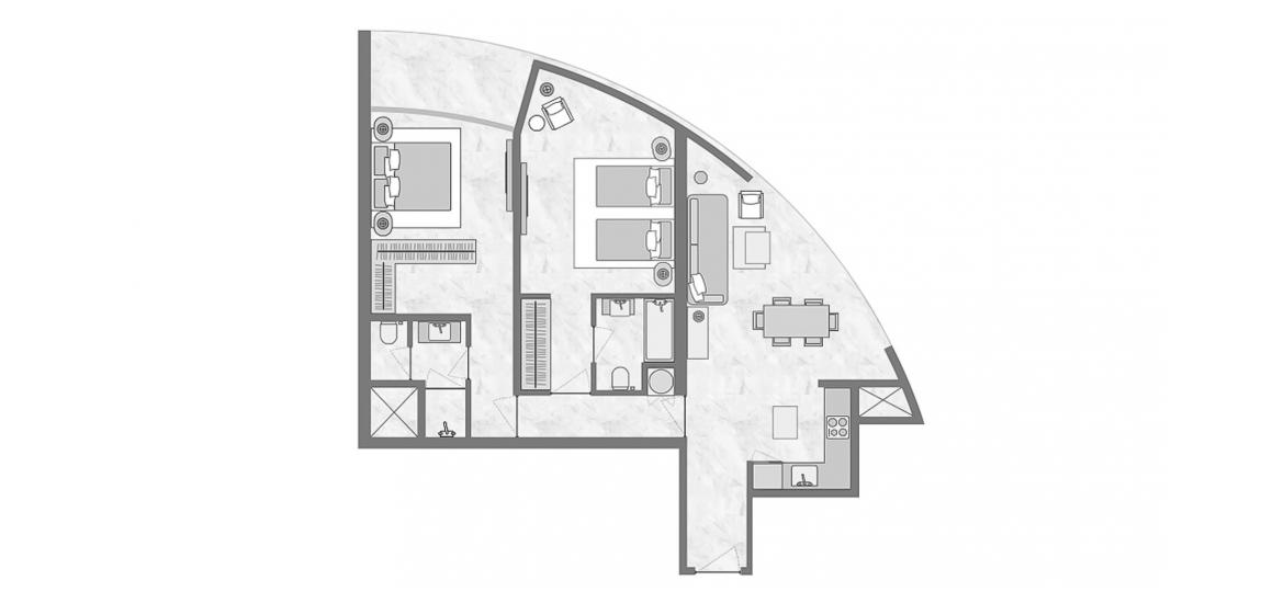 Apartment floor plan «2 BEDROOM TYPE 2D-A 91 SQ.M.», 2 bedrooms in THE BILTMORE RESIDENCES SUFOUH