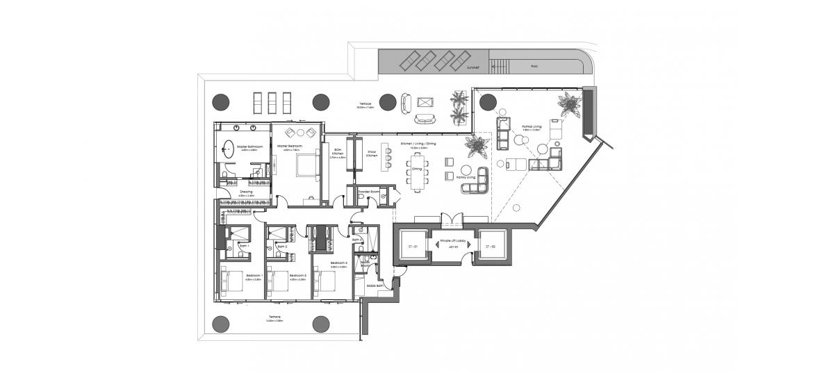 Apartment floor plan «682 SQ.M 4 BR», 4 bedrooms in VELA RESIDENCES