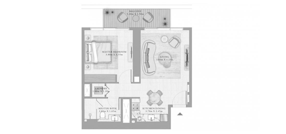 Apartment floor plan «1BR 05 68SQM», 1 bedroom in BAYVIEW BY ADDRESS RESORTS