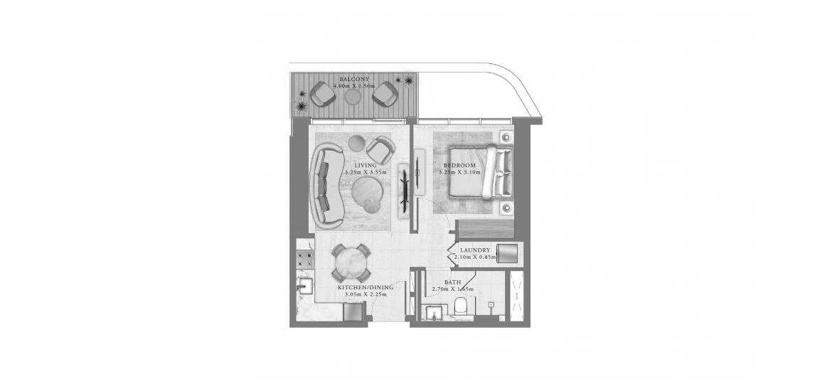 Apartment floor plan «53 SQ.M 1 BEDROOM», 1 bedroom in SEAPOINT RESIDENCES