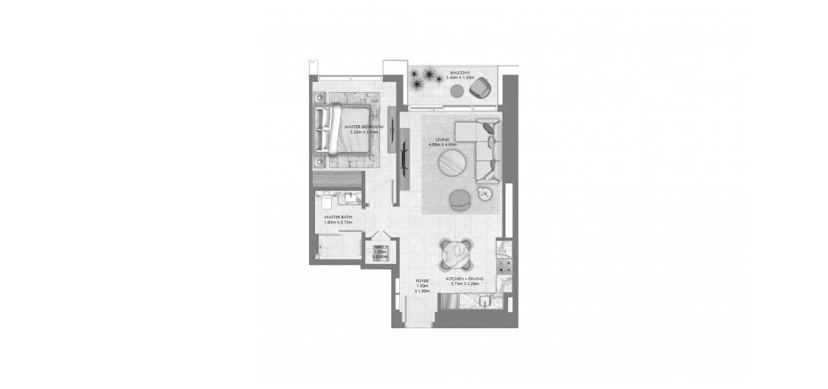 Apartment floor plan «70 SQ.M 1 BDRM», 1 bedroom in CREEK WATERS 2 APARTMENTS