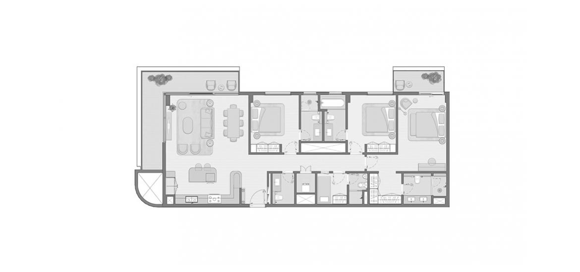 Apartment floor plan «179 SQ.M 3 BEDROOM TYPE 3A», 3 bedrooms in ELARA APARTMENTS