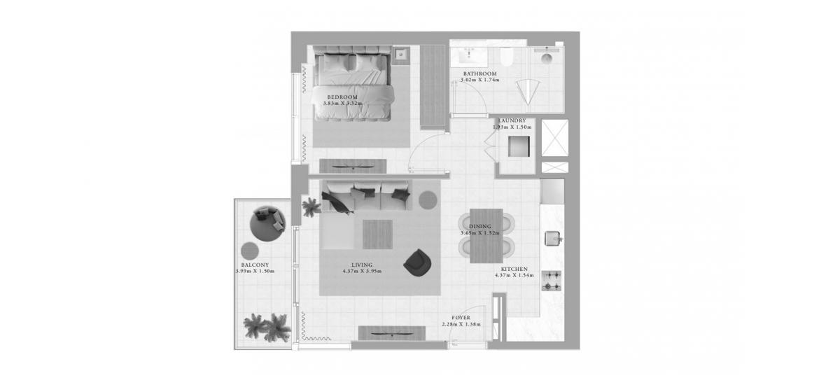 Apartment floor plan «CLUB DRIVE ONE-BEDROOM-TYPE-2-67M», 1 bedroom in CLUB DRIVE