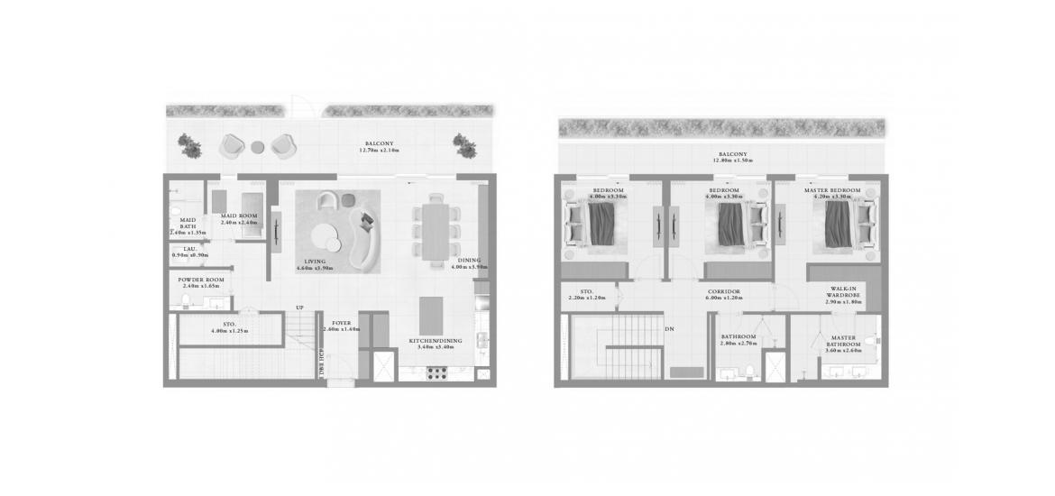 Apartment floor plan «BAYLINE THREE-BEDROOM-TYPE-2-253M», 3 bedrooms in BAYLINE