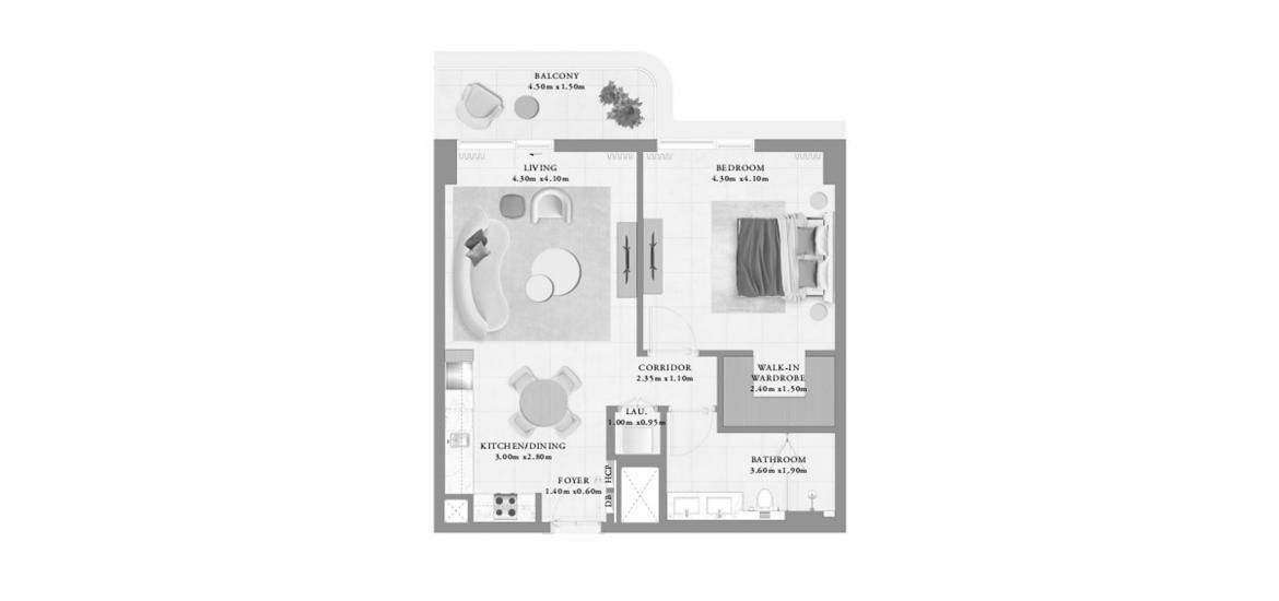 Apartment floor plan «BAYLINE ONE-BEDROOM-TYPE-A-76M», 1 bedroom in BAYLINE
