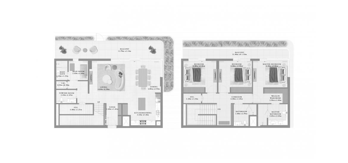 Apartment floor plan «BAYLINE THREE-BEDROOM-TYPE-1-258M», 3 bedrooms in BAYLINE
