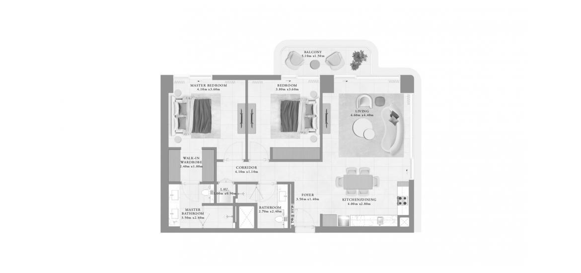 Apartment floor plan «BAYLINE TWO-BEDROOM-TYPE-C-112M», 2 bedrooms in BAYLINE