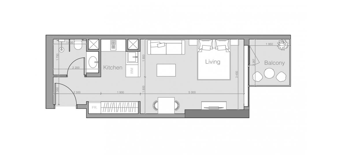 Apartment floor plan «OZONE 1 RESIDENCE ONE-ROOM-TYPE-C-40M», 1 room in OZONE 1 RESIDENCE