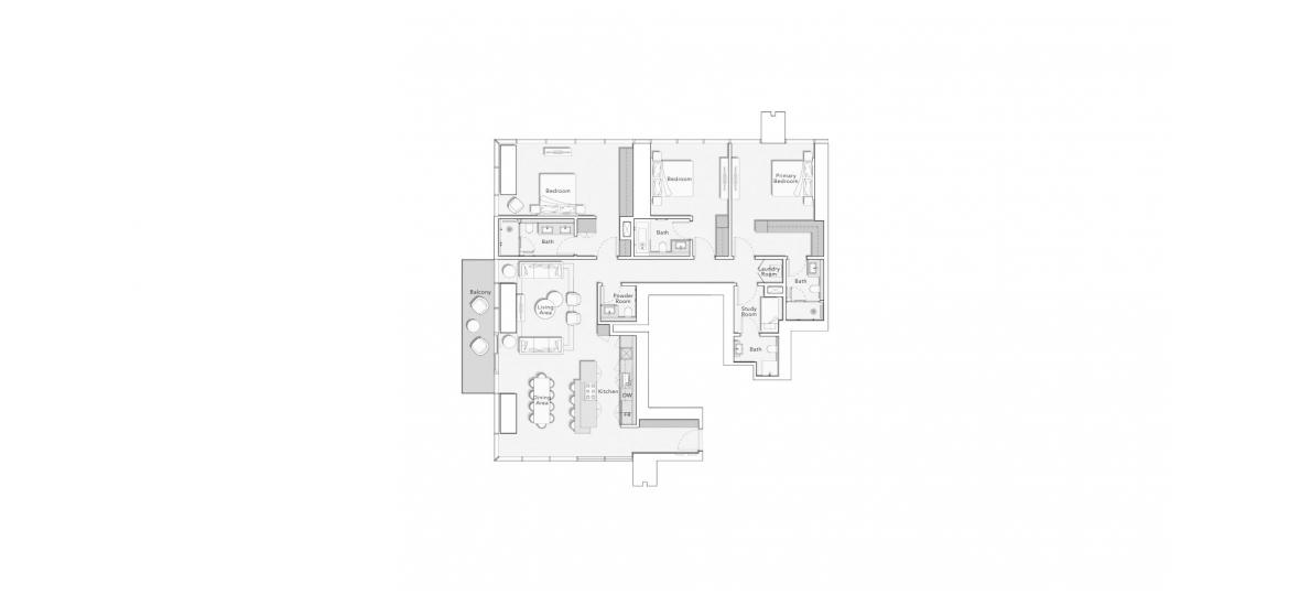 Apartment floor plan «ONE RIVER POINT 3BD 2397 TYPE A», 3 bedrooms in ONE RIVER POINT