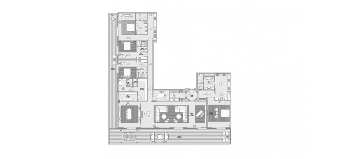 Apartment floor plan «ARMANI BEACH RESIDENCES FOUR-BEDROOMS-693M», 4 bedrooms in ARMANI BEACH RESIDENCES