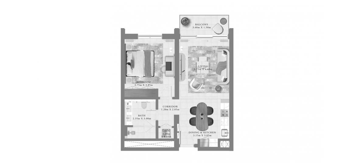 Apartment floor plan «AEON ONE-BEDROOM-71M», 1 bedroom in AEON