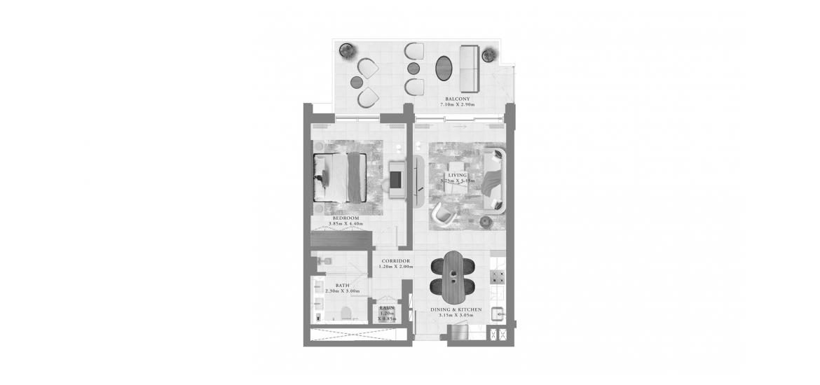 Apartment floor plan «AEON ONE-BEDROOM-92M», 1 bedroom in AEON