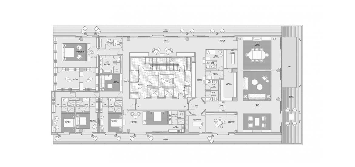 Apartment floor plan «ARMANI BEACH RESIDENCES FIVE-BEDROOMS-1082M», 5 bedrooms in ARMANI BEACH RESIDENCES